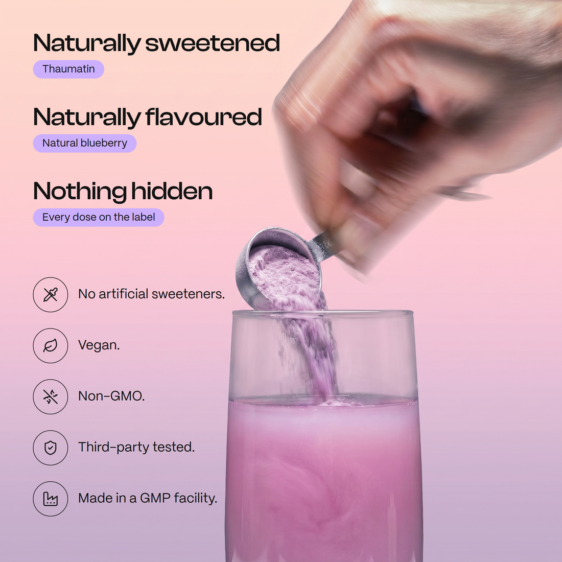 Naturally sweetened, naturally flavoured, nothing hidden